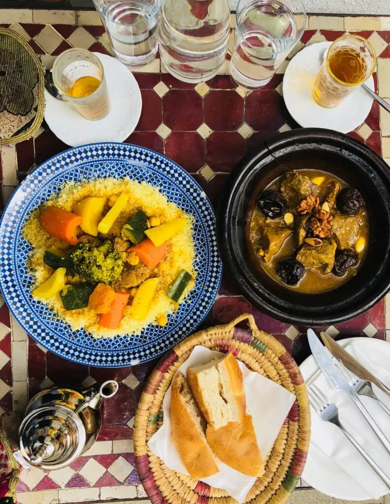 Very tasty couscous and lamb with plums in tajine